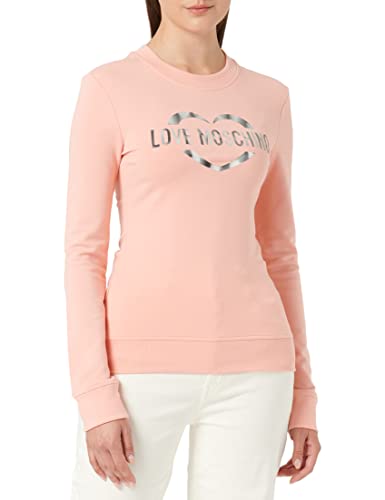 Love Moschino Damen Slim Fit Long Sleeves Crew-neck With Brand Heart Olographic Print. Sweatshirt, Rosa, 48 EU von Love Moschino