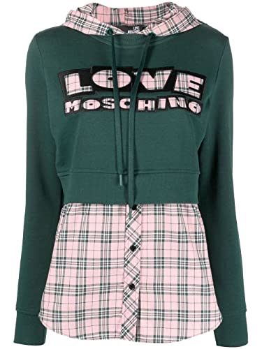 Love Moschino Damen Slim Fit Long Sleeves Spersonalised With Maxi Brand Embroidery. Sweatshirt, Pink Green, 42 EU von Love Moschino