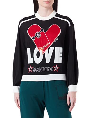 Love Moschino Damen Slim Fit Long-sleeved pullover, Red Black, 38 EU von Love Moschino