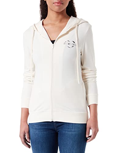 Love Moschino Damen Slim Fit With Hood in Stretch Cotton-modal Fleece Jacket, CREAM, 42 EU von Love Moschino