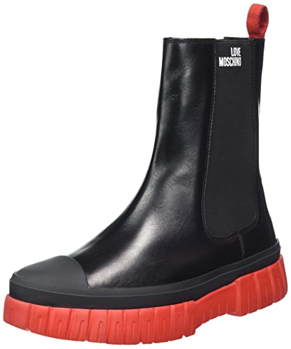 Love Moschino Damen Stiefeletten Black - red 38 EU von Love Moschino