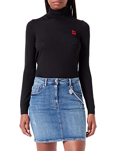 Love Moschino Damen Turtleneck With Patch Pocket top, Schwarz, 40 EU von Love Moschino