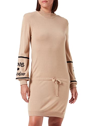 Love Moschino Damen Turtleneck in Blended Wool Dress, Melange Rust Light Brown, 40 EU von Love Moschino