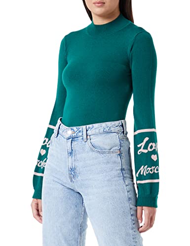 Love Moschino Damen Turtleneck top, Grün, 46 EU von Love Moschino