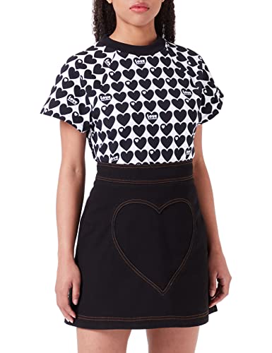 Love Moschino Damen With Maxi Stitched Heart miniskirt, Schwarz, 42 EU von Love Moschino