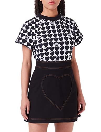 Love Moschino Damen With Maxi Stitched Heart miniskirt, Schwarz, 46 EU von Love Moschino