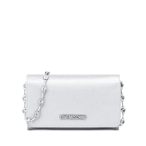 Love Moschino Geldbörse mit Geldbörse für Damen, Modell JC4852PP4IK2, aus synthetischem Leder., silber / schwarz, Mit Münzfach von Love Moschino