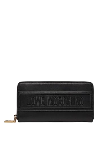 Love Moschino Geldbörse mit Reißverschluss für Damen Marke, Modell JC5640PP0IKG, aus Kunstleder., Schwarz , Taglia unica, Mit Reißverschluss von Love Moschino