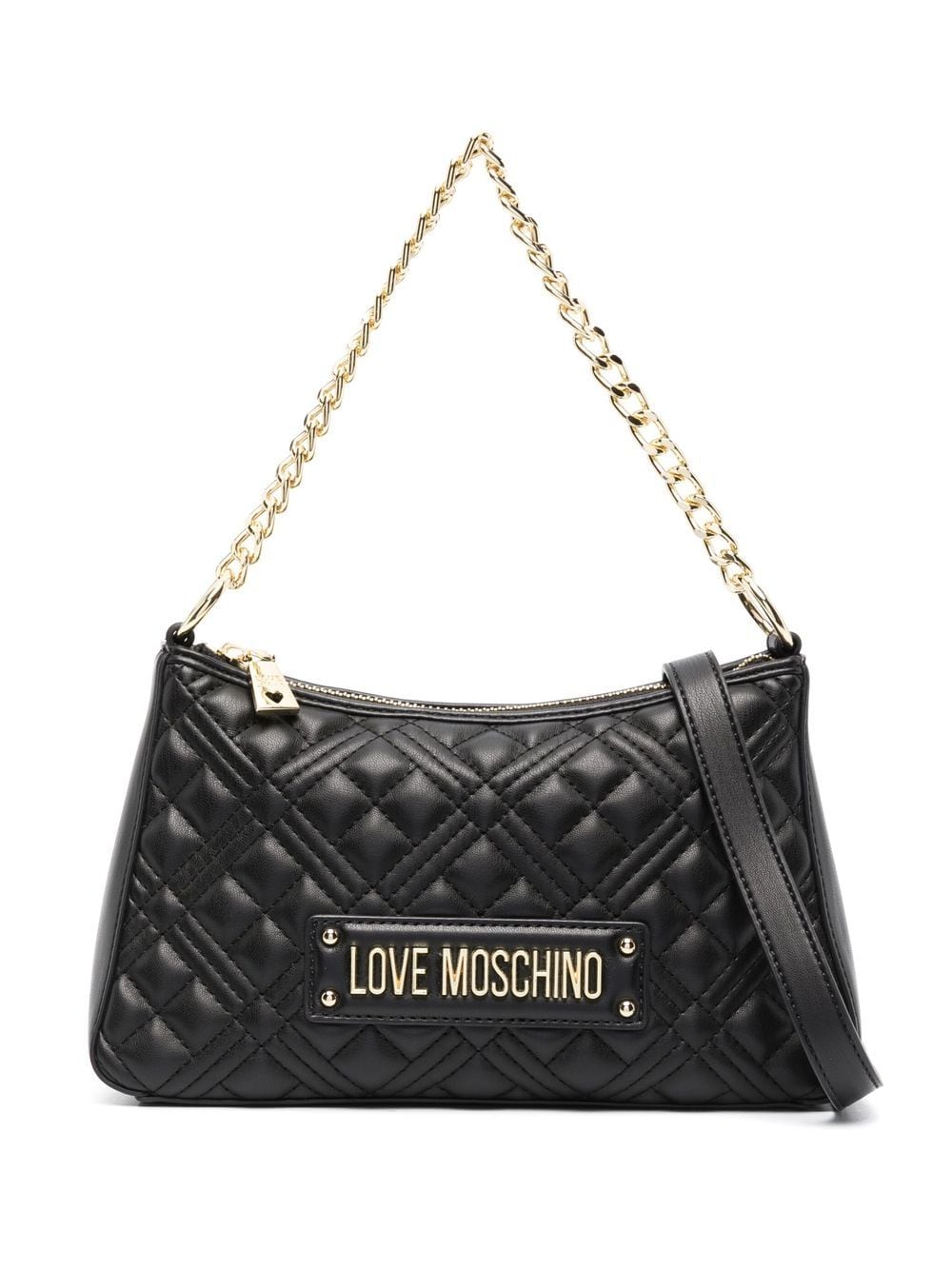 Love Moschino Gesteppte Schultertasche mit Logo - Schwarz von Love Moschino