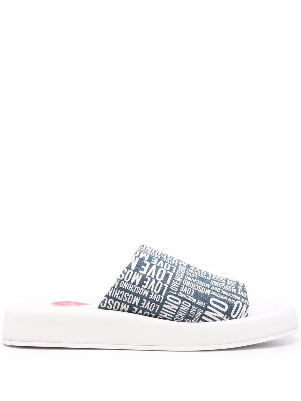 Love Moschino Pantoletten mit Logo-Print - Blau von Love Moschino