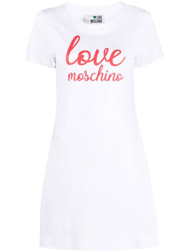 Love Moschino T-Shirtkleid mit Logo-Print - Weiß von Love Moschino