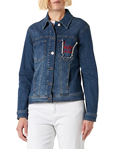 Love Moschino Women's 5 Pockets Slim fit Jacket, Dark Blue Denim, 42 von Love Moschino