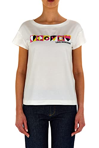 Love Moschino Women's Boxy fit Short-Sleeved T-Shirt, Optical White, 38 von Love Moschino