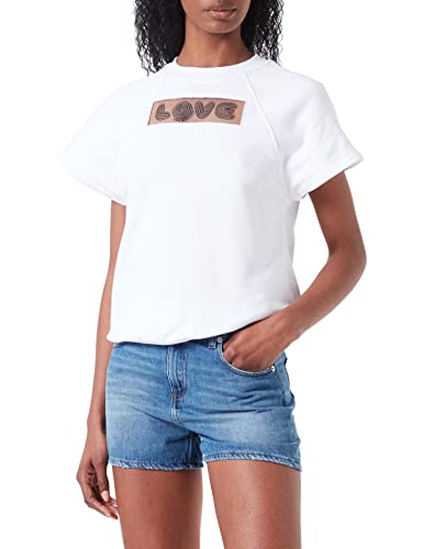 Love Moschino Women's Comfort fit Short-Sleeved Sweatshirt, Optical White, 42 von Love Moschino