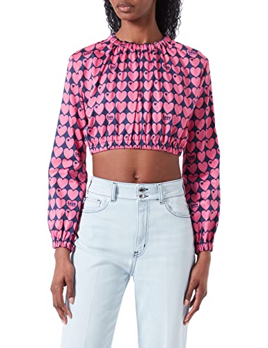 Love Moschino Women's Cropped Blouse, Blue Fuchsia, 38 von Love Moschino