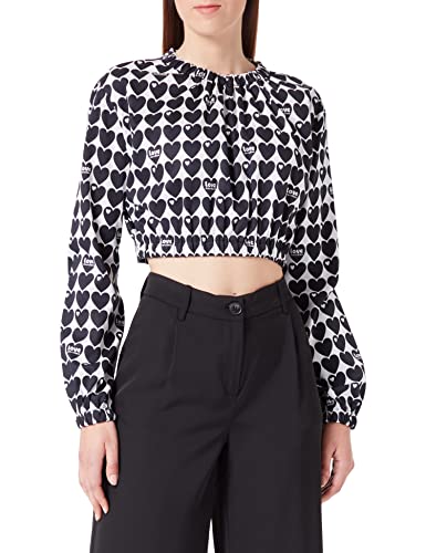 Love Moschino Women's Cropped Blouse, White Black, 42 von Love Moschino