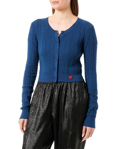 Love Moschino Women's Cropped Cardigan Jacket, Blue, 38 von Love Moschino