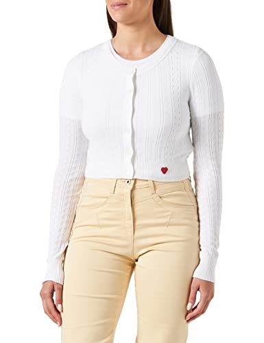 Love Moschino Women's Cropped Cardigan Jacket, Optical White, 40 von Love Moschino