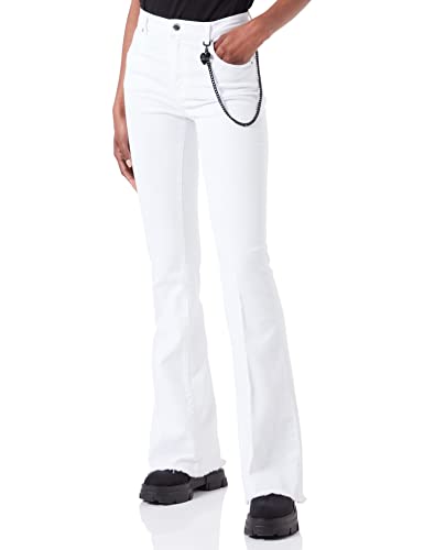 Love Moschino Women's Flare fit 5-Pocket Trousers Casual Pants, Optical White, 26 von Love Moschino