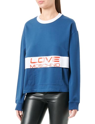 Love Moschino Women's Flared fit Long-Sleeved Sweatshirt, Blue White, 48 von Love Moschino