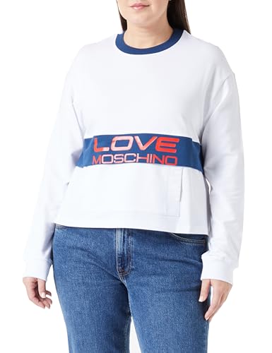 Love Moschino Women's Flared fit Long-Sleeved Sweatshirt, White Blue, 44 von Love Moschino