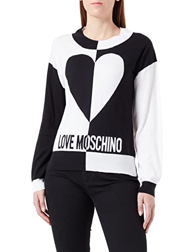 Love Moschino Women's Long-Sleeved Roundneck Pullover, Black White, 46 von Love Moschino