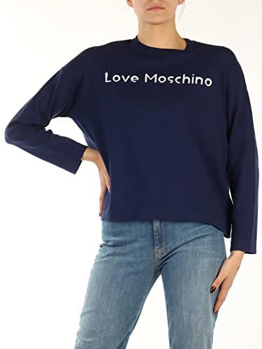 Love Moschino Women's Long-Sleeved Roundneck Pullover, Dark Blue, 48 von Love Moschino