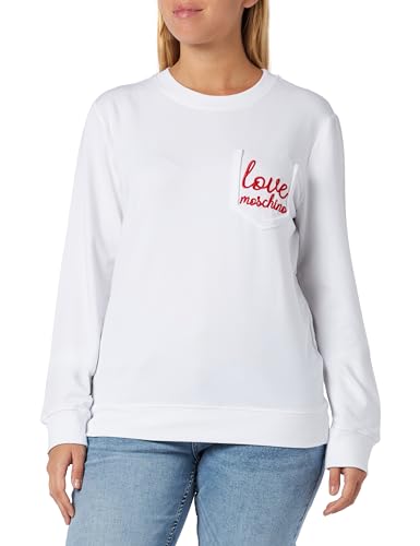 Love Moschino Women's Long-Sleeved Slim fit Roundneck Sweatshirt, Optical White, 40 von Love Moschino