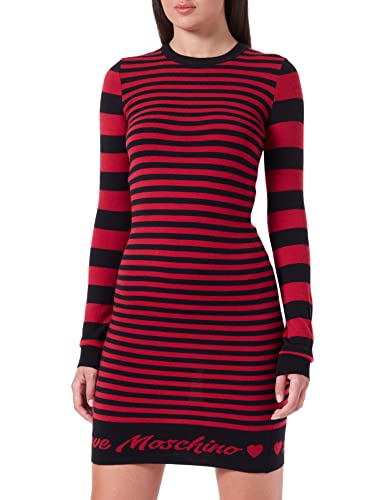 Love Moschino Women's Long-Sleeved Tube Blended Wool Dress, RED Black, 46 von Love Moschino