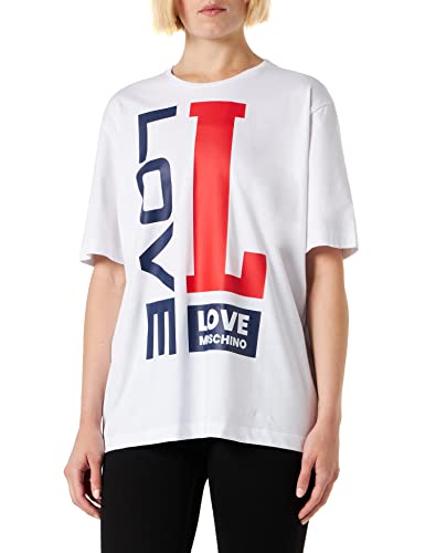 Love Moschino Women's Oversize fit Short-Sleeved T-Shirt, Optical White, 40 von Love Moschino