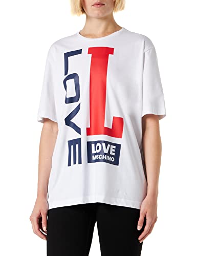 Love Moschino Women's Oversize fit Short-Sleeved T-Shirt, Optical White, 48 von Love Moschino
