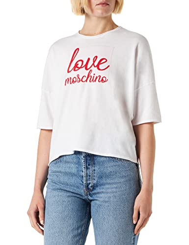 Love Moschino Women's Oversize fit Short-Sleeved top, Optical White, 40 von Love Moschino