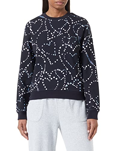 Love Moschino Women's Regular fit Long-Sleeved Roundneck with Storm of Hearts Print Sweatshirt, Black Blue White, 48 von Love Moschino