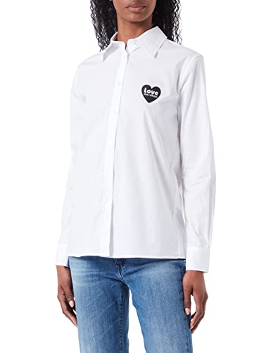 Love Moschino Women's Regular fit Long-Sleeved Shirt, Optical White, 44 von Love Moschino