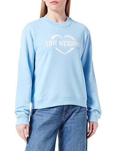 Love Moschino Women's Regular fit Roundneck Long-Sleeved with Heart Holographic Print Sweatshirt, Light Blue, 40 von Love Moschino
