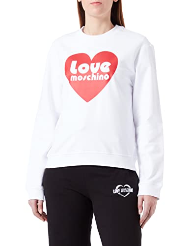 Love Moschino Damen Regular Fit Roundneck Sweatshirt, Weiß, D 40 von Love Moschino