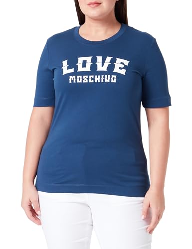 Love Moschino Women's Regular fit Short-Sleeved T-Shirt, Blue, 44 von Love Moschino