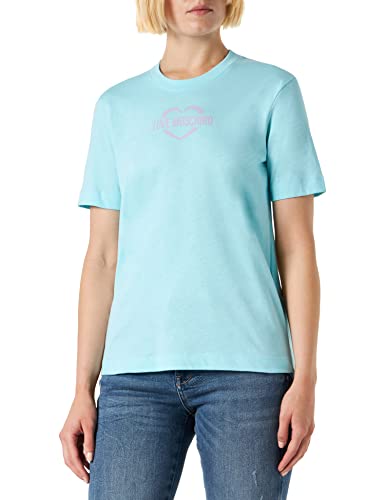 Love Moschino Women's Regular fit Short-Sleeved T-Shirt, Turquoise, 40 von Love Moschino