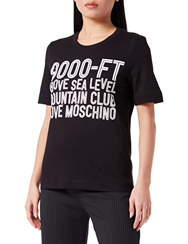 Love Moschino Women's Regular fit Short-Sleeved with 9000-ft Water Print T-Shirt, Black, 46 von Love Moschino