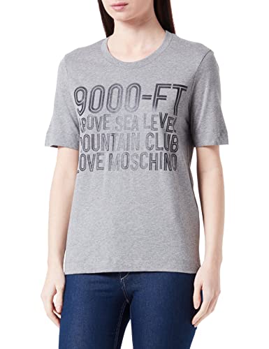 Love Moschino Women's Regular fit Short-Sleeved with 9000-ft Water Print T-Shirt, MEDIUM Melange Gray, 44 von Love Moschino