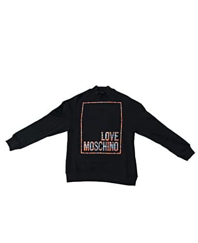 Love Moschino Women's Regular fit high Collar with Shiny Print Logo Box Sweatshirt, Black, 38 von Love Moschino