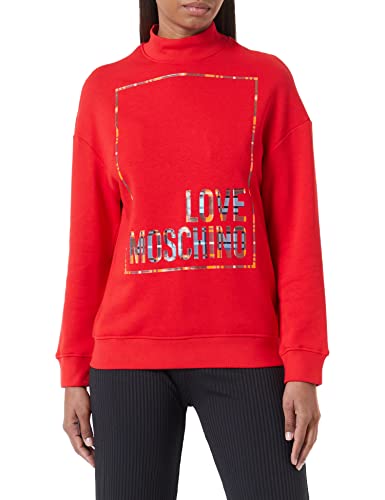 Love Moschino Women's Regular fit high Collar with Shiny Print Logo Box Sweatshirt, RED, 38 von Love Moschino