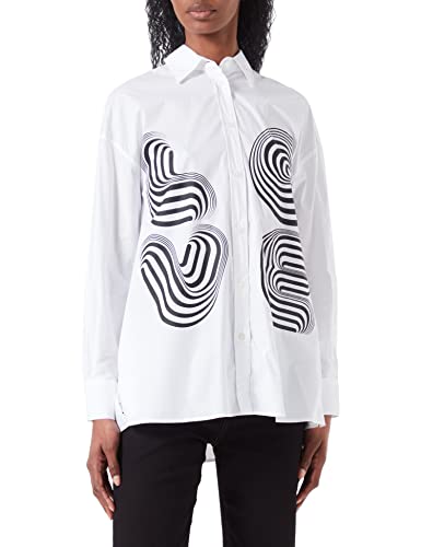 Love Moschino Women's Relaxed fit Long-Sleeved Shirt, Optical White, 40 von Love Moschino