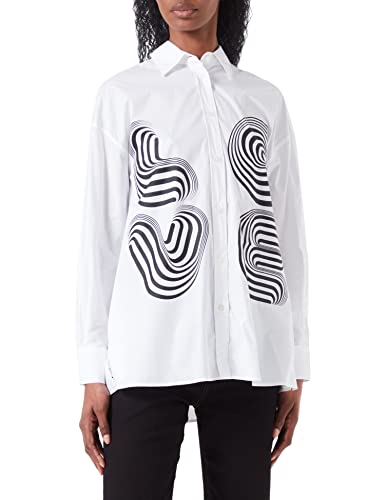 Love Moschino Women's Relaxed fit Long-Sleeved Shirt, Optical White, 42 von Love Moschino