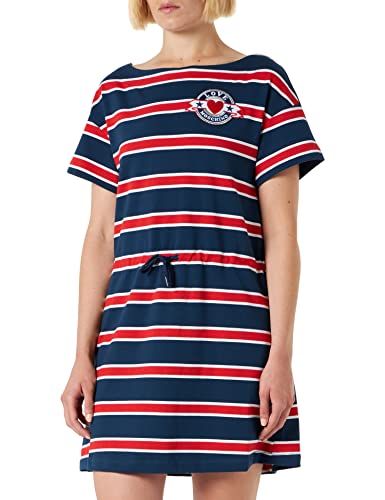 Love Moschino Women's Short-Sleeved Regular fit Dress, Blue White RED, 40 von Love Moschino