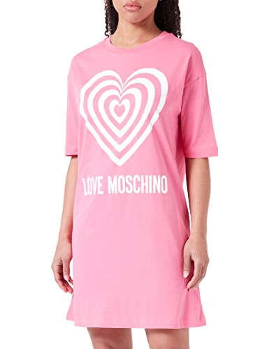 Love Moschino Women's Short-Sleeved T-Shape Comfort fit Dress, Fuchsia, 42 von Love Moschino