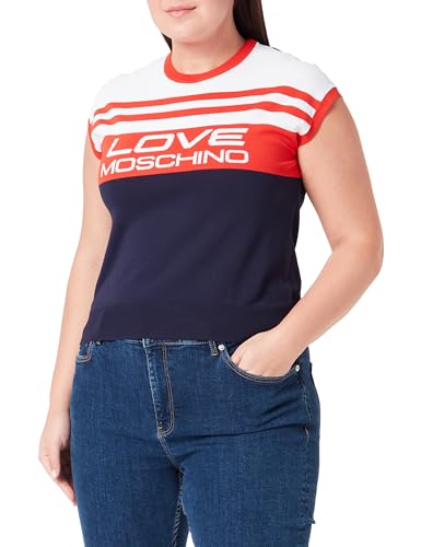 Love Moschino Women's Sleeveless Tank Top, Blue RED White, 42 von Love Moschino