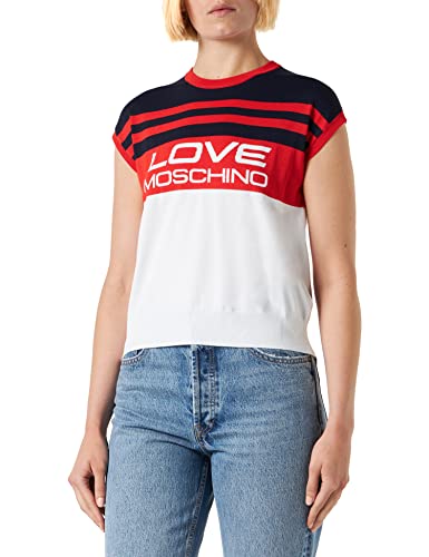 Love Moschino Women's Sleeveless Tank Top, White RED Blue, 40 von Love Moschino