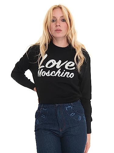 Love Moschino Women's Slim fit Long-Sleeved with Love Penguins Intarsia. Pullover Sweater, Black, 42 von Love Moschino