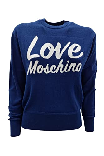 Love Moschino Women's Slim fit Long-Sleeved with Love Penguins Intarsia. Pullover Sweater, Blue, 38 von Love Moschino